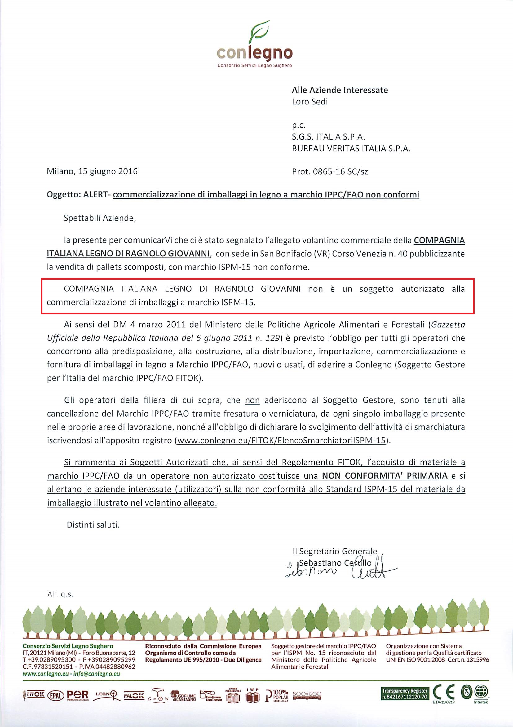 865 16 Compagnia Italiana Legno ALERT comm imballaggi IPPC FAO non conformi Pagina 1